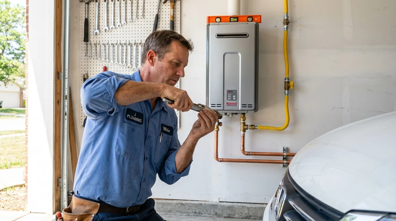 Tankless water heater installation by a Johns Plumbing LLC plumber in Marble Falls